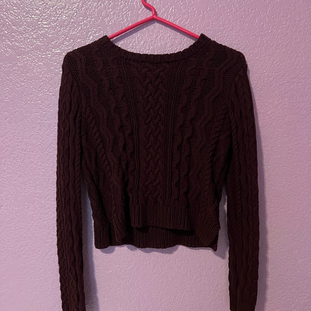 PacSun Dark Brown Cable Knit Sweater